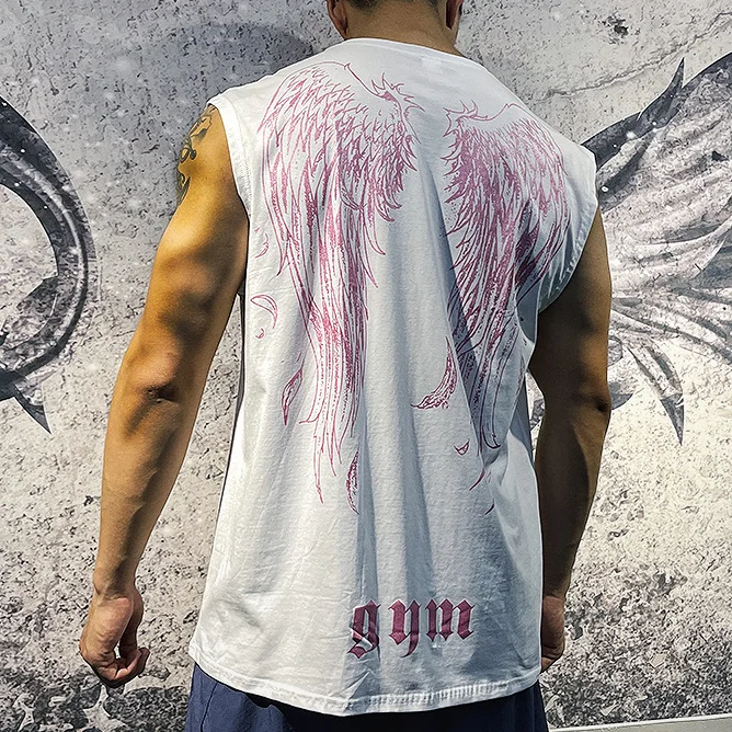 Men Tank Tops Sleeveless Muscle Shirts Broad Shoulders Gym Fitness Workout Top Tees for Men