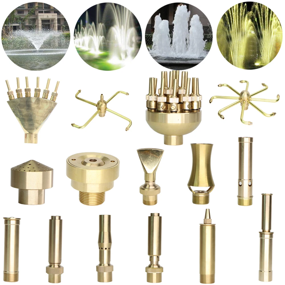 Brass Sprinklers Rotating Fountain Nozzles Landscaping Pond Outdoor Jet Straight Fountain Spray Head Irrigation Plants Watering