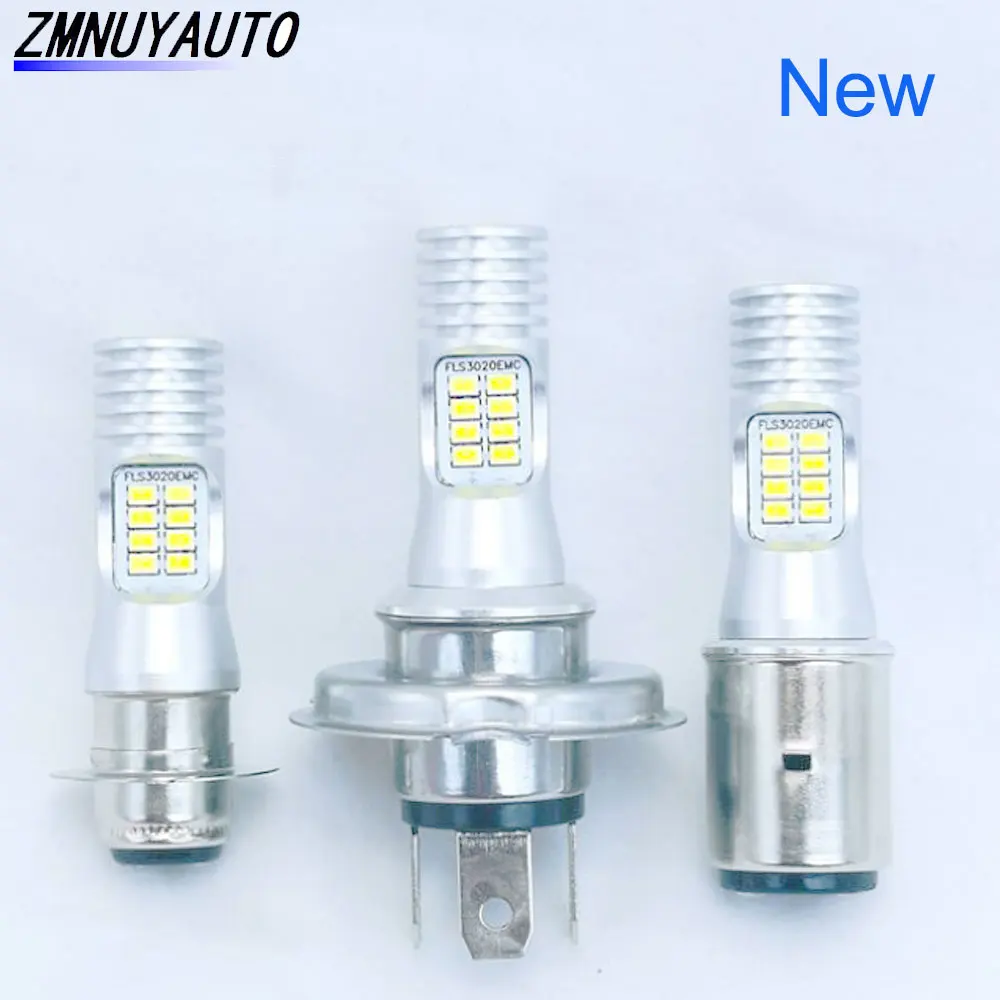 Motorcycle Headlight LED BA20D LED H6 H4 Bulbs Hi Lo beam Moto LED 16SMD 3030 LED Scooter Accessories Fog Lights 12V 24V 2000LM