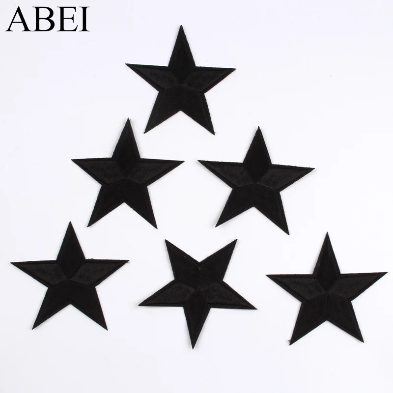 10pcs Embroidered Black Star Patch DIY Punk Rock Stickers Iron On Sew On Appliques DIY Garments Backpack Jeans Coats Badge