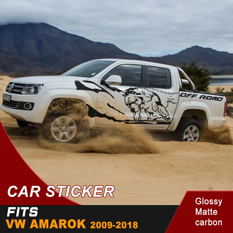 2 pieces shackles cheetah muddy side body off road personalized graphic vinyl car stickers fit for vm amarok 2009-2018