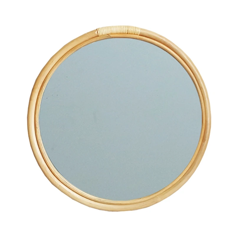 

2024 New Rattan Circle Wall Mirror 16 Inch Round Dressing Mirror for Entryways Washrooms