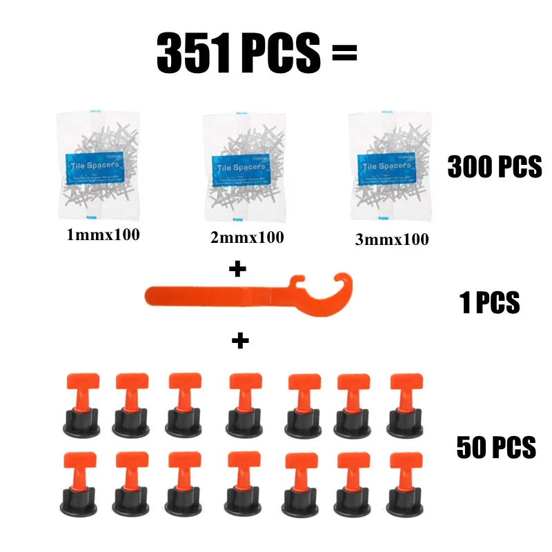 Espaçadores/niveladores de pisos e azulejos, sistema de nivelamento de pisos e azulejos, espaçadores, ferramenta alicate com 351 peças