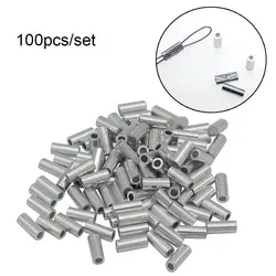 100 pcs White Round Real Aluminum Tube Wire Pipe Crimp Sleeves Sea Fishing Line Tube Connector Accessories Tool High Quality