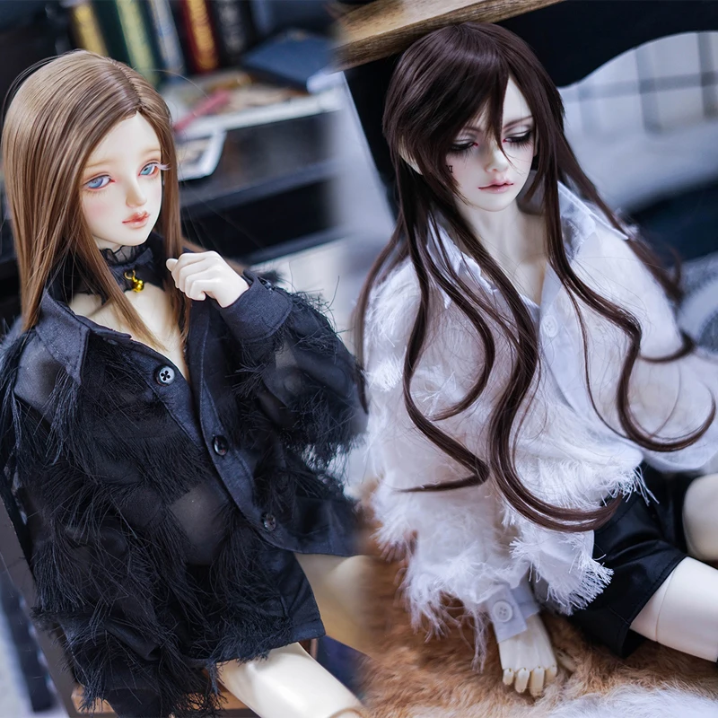 

D03-P449 children toy BJD DD SD MSD 1/6 1/4 1/3 doll's clothes Fringed shirt black and white top 1pcs