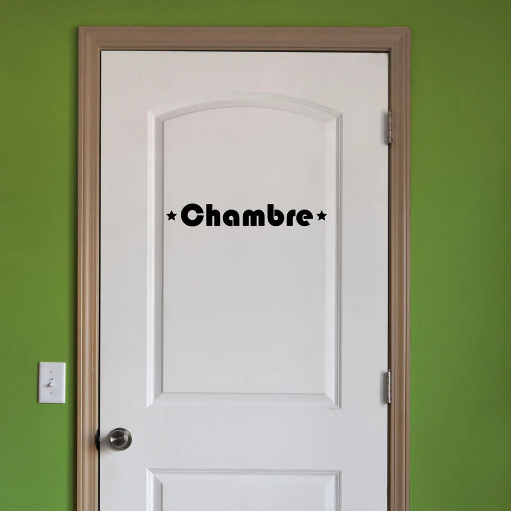French Chambre Star Bedroom Lettering Door Sticker Vinyl Home Decor Safety of The House  In French Starry