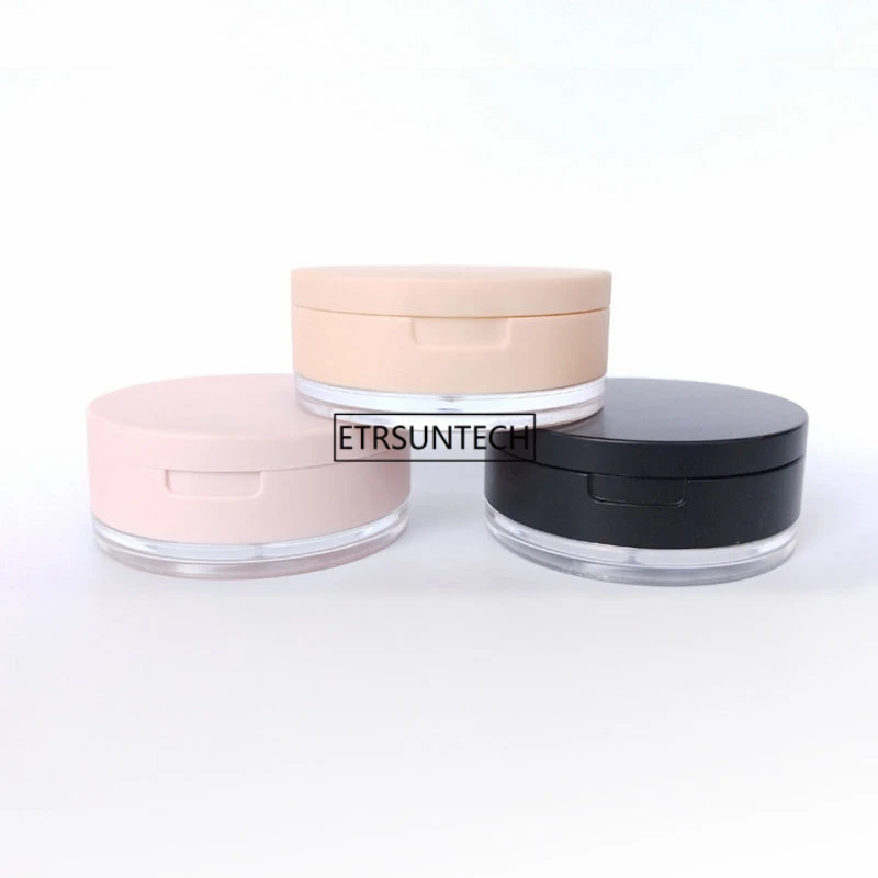 50pcs 10g Plastic Powder Box Empty Loose Powder Pot With Sieve Mirror Cosmetic Sifter Loose Jar Travel Makeup Container F3843