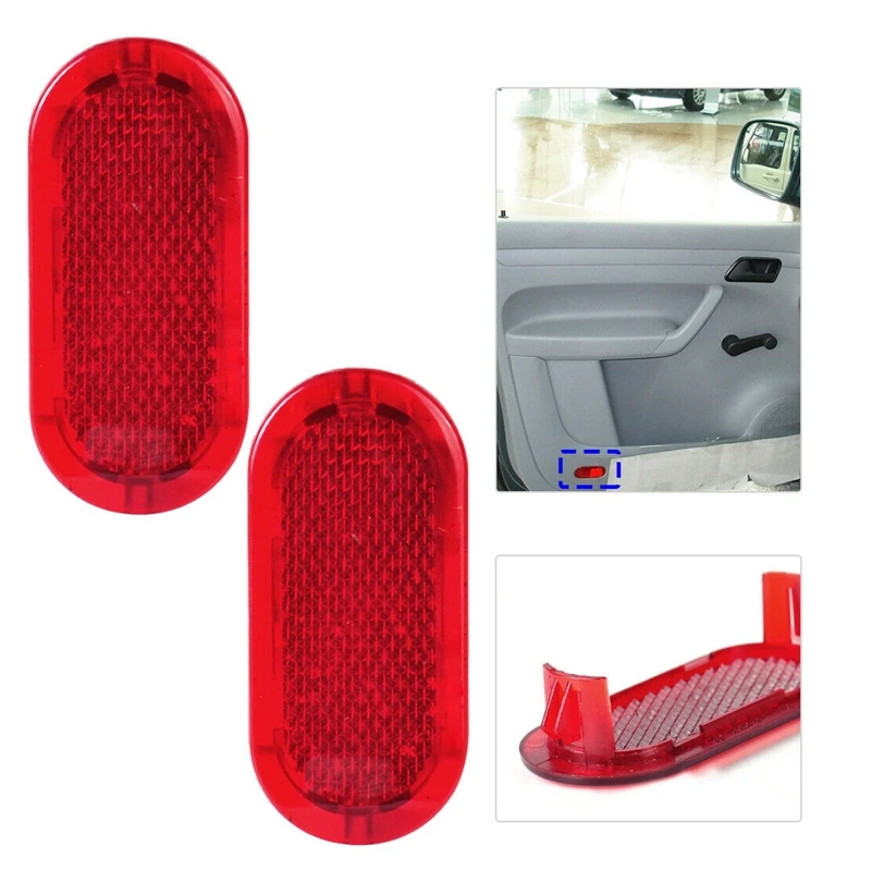 2Pcs Red Interior Door Panel Warning Light Cap Reflector for Polo Beetle Caddy Touran 6Q0947419