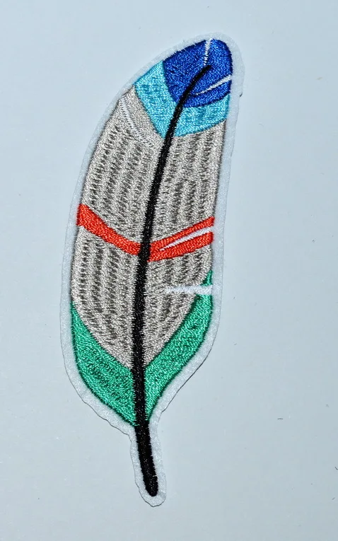 Colorful Bird Feather Patch Iron On Embroidered Applique Boho Bohemian (≈ 4 * 12 cm)