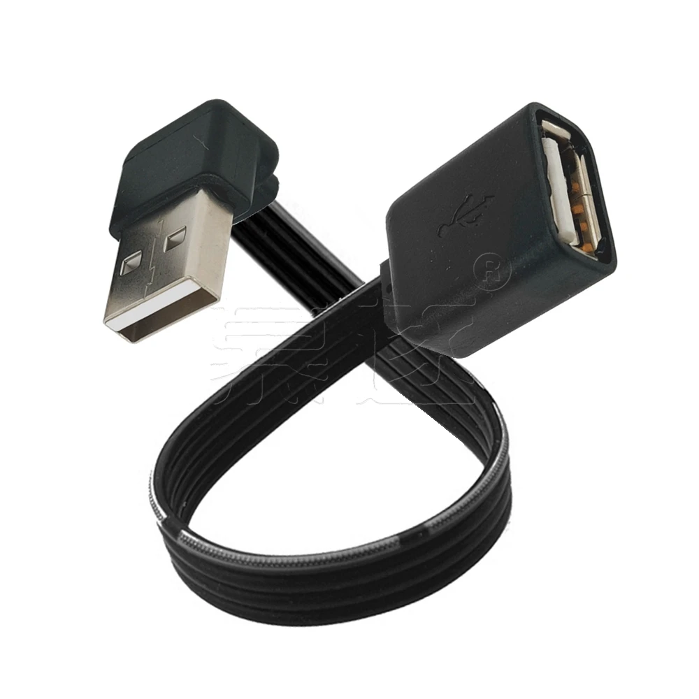 USB 2.0 A Male to Female 90 Angled Extension Adaptor cable USB2.0 male to female right/left/down/up Black cable cord