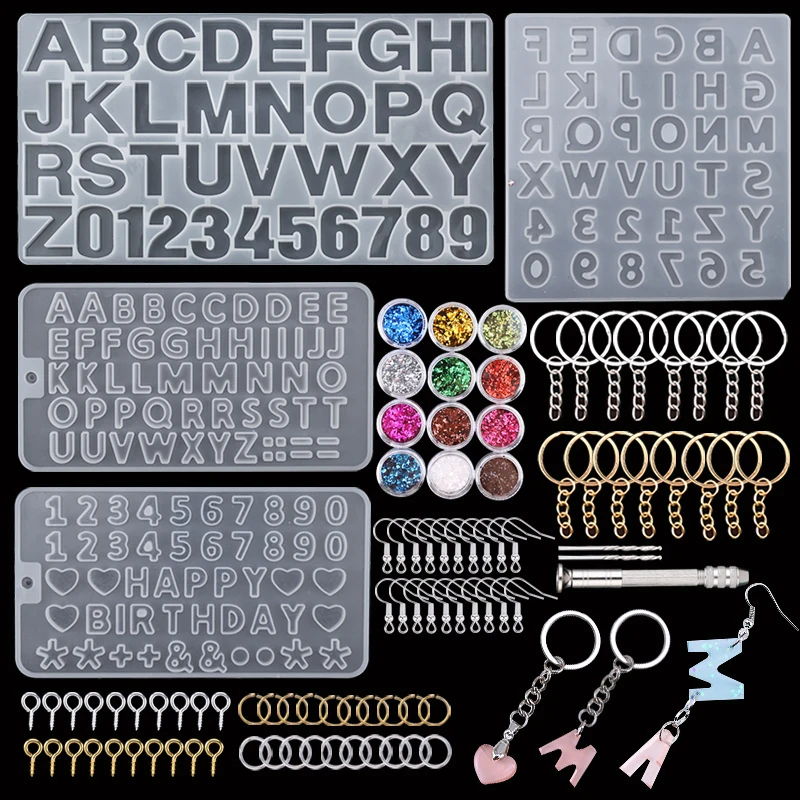 Alphabet Resin Molds Kit Backward Letter Number Silicone Casting Molds Resin Epoxy Molds For Keychain Making Pendant Jewelry DIY