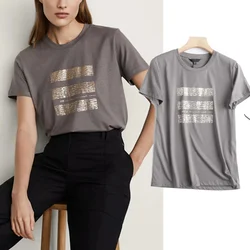 Maxdutti Camisetas Verano Mujer Harajuku Tshirt England Style Vintage Letter Print O-neck Cotton Summer T Shirt Women Tops