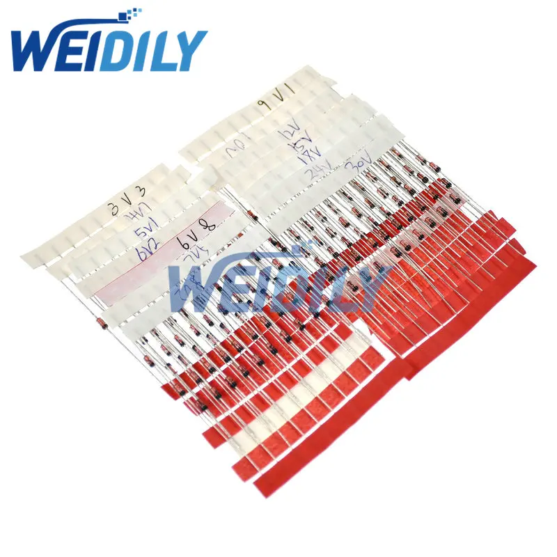 140PCS=14Values*10PCS 1/2W 0.5W Zener Diode Kit 3.3-30V Assorted Assortment Set New electronic diy kit