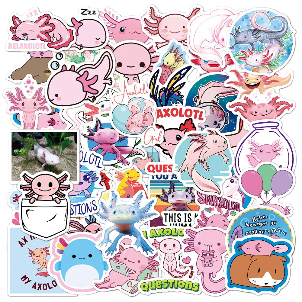 10/30/50/100pcs Cute Animal Axolotl Graffiti Stickers Cartoon Decals Water Bottle Laptop Fridge Scrapbook Diary Sticker Kids Toy