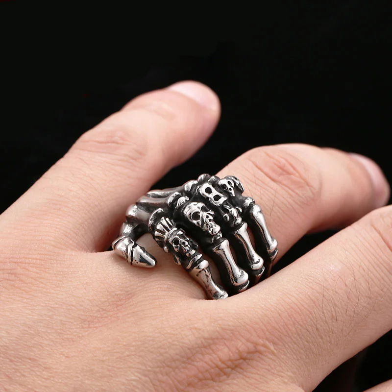 Beier 316L Stainless Steel Finger Bones Men\'s Ring Punk Skull Party High Quality Jewelry Wholesale LLBR8-328R