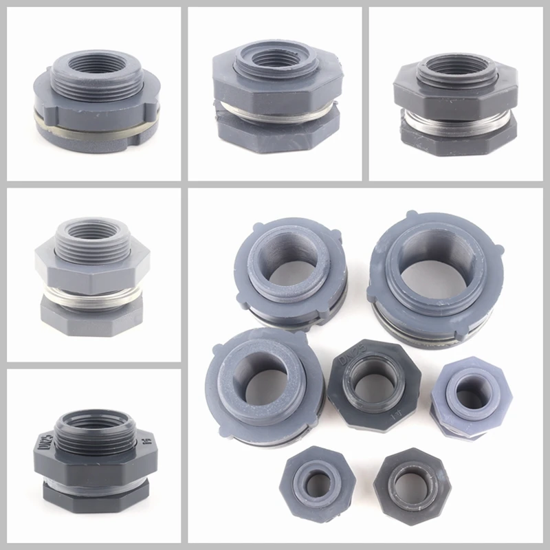 PVC Tank Water Connector Fish Tank Pipe Connector Water Tank Drainage Male Male Thread Thread/Female thread Bulkhead Pipe Joints