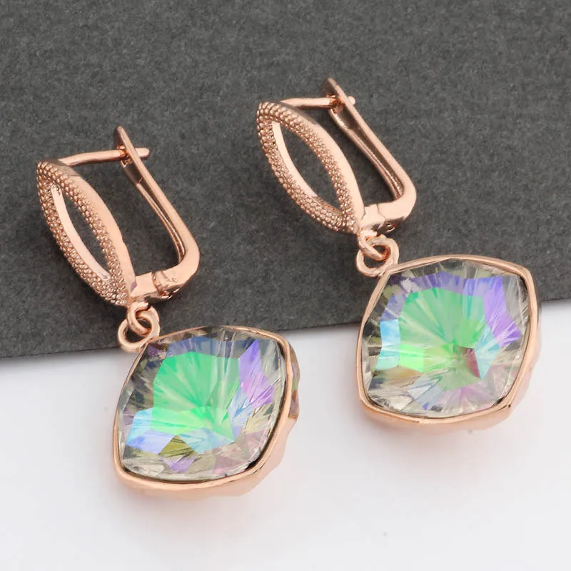 New 2022 Trend 585 Rose Gold Color Dangle Earrings Engagement Wedding Party Gift Romantic Fashion Jewelry For Women Big Earrings image 3