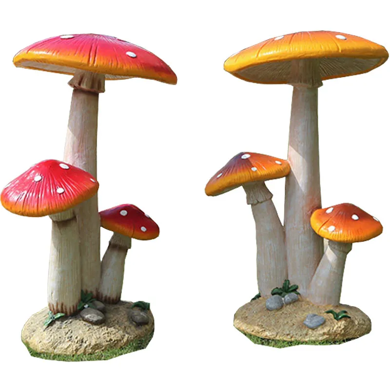 Pastoral FRP Simulation Mushroom Ornaments Kindergarten Park Courtyard Figurines Crafts Outdoor Landscape Sculpture Decoration