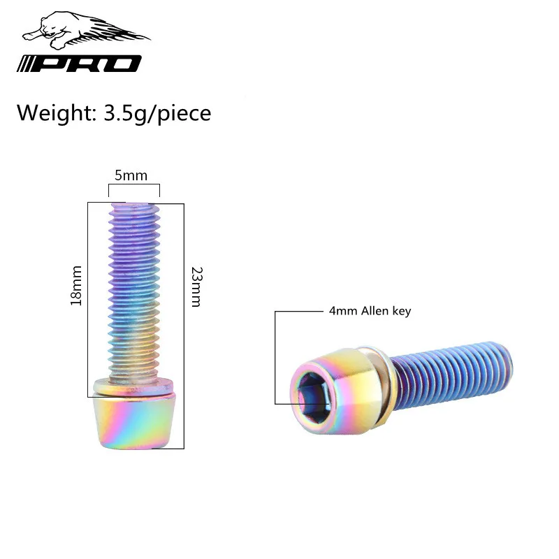 Bicycle stem screw m5x18mm Titanium  plating anti-corrosion headset bolt With Washer handlebar iron bolt titanium plating