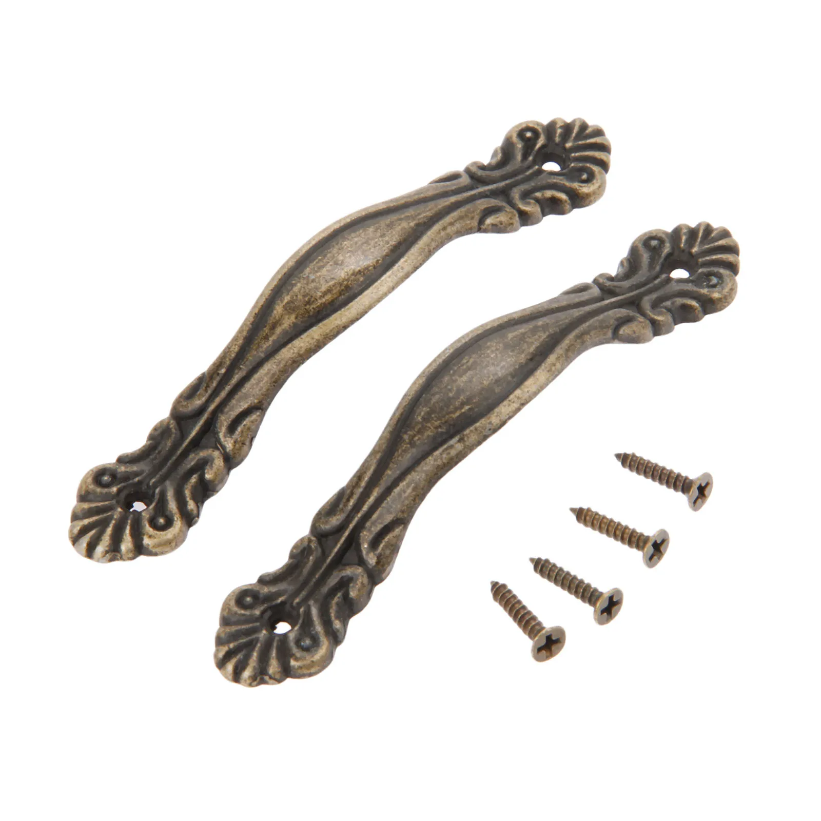 2sets Antique Bronze Handle w/screws Vintage Knob Flower Pull 85*15mm Furniture Kitchen Cabinet Drawer Zinc Alloy Old European