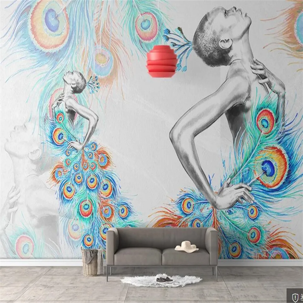 

Milofi Custom 3D Wallpaper Mural Peacock Dance Studio Background Wall Decoration Mural Wallpaper