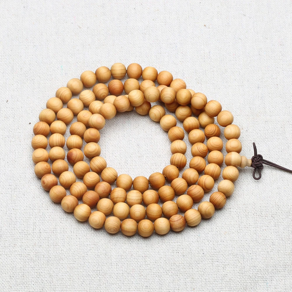 8mm Genuine Sandalwood Bead Necklace Sandalwood Wrist Mala Bracelet Rosary Unisex