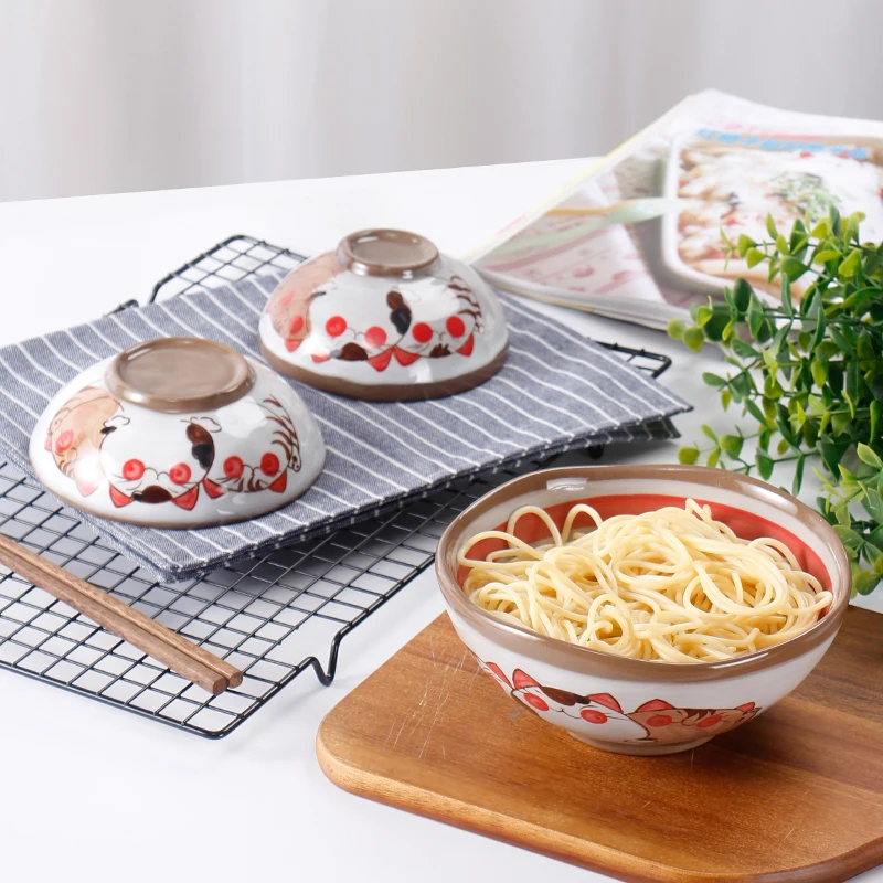 ANTOWALL Japanese Fortune Cat Bowl  RamenInstant Noodle Rice Bowl Tableware Restaurant Household Large Soup Bowl