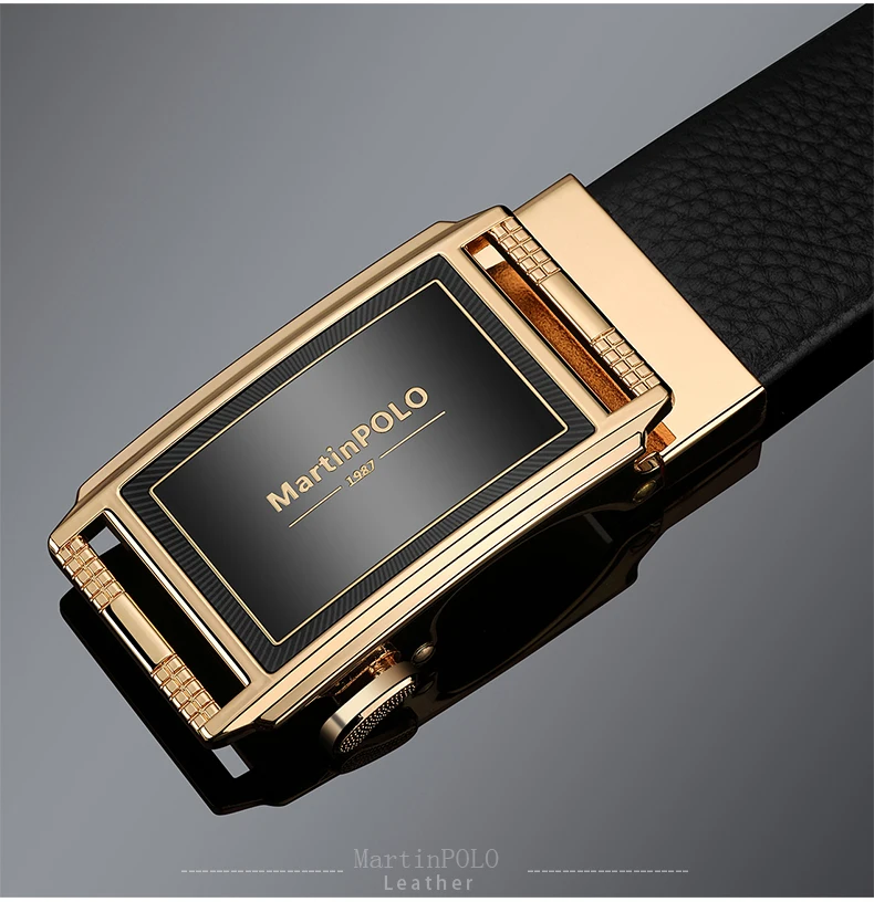 MartinPOLO Genuine leather Belt Men Luxury Brand Designer fashion Top Quality Belts for Men Strap Male Metal Automatic Buckle