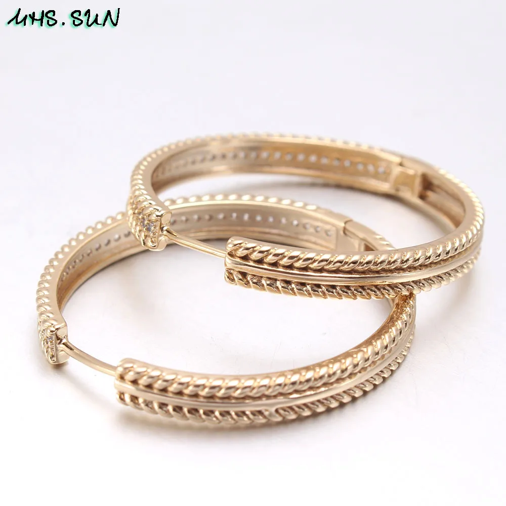 MHS.SUN Trendy AAA Zircon Jewelry Hoop Earrings For Women Fashion Gold Color CZ Crystal Earrings Party Accessories Dropship