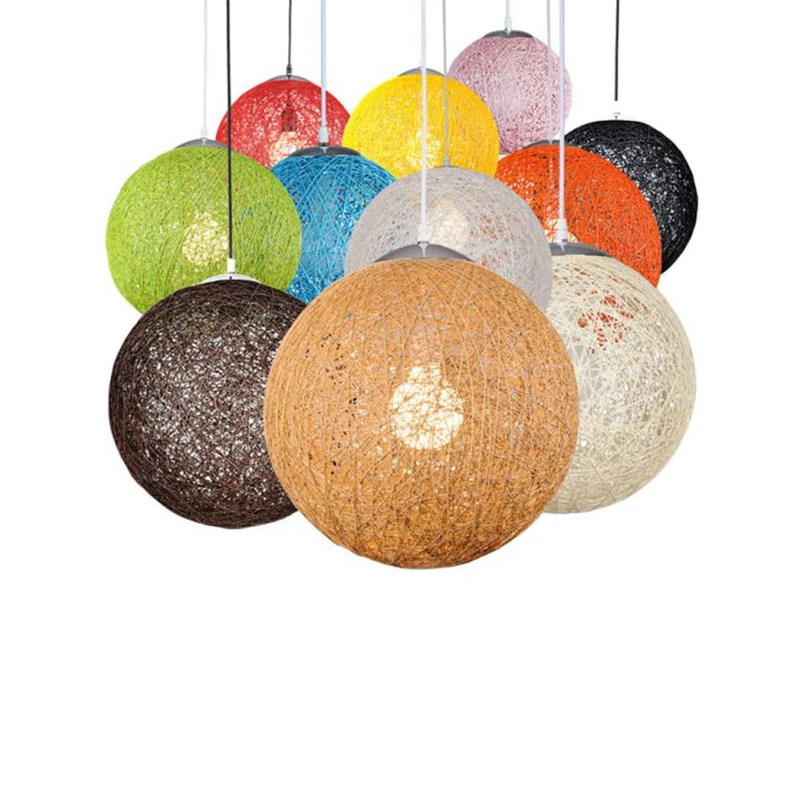 

Modern Ma Rattan Ball Wicker LED Pendant Light For Kids Room Christmas Xmas Wedding Baby Room Decoration Party Bar Aisle Lamps