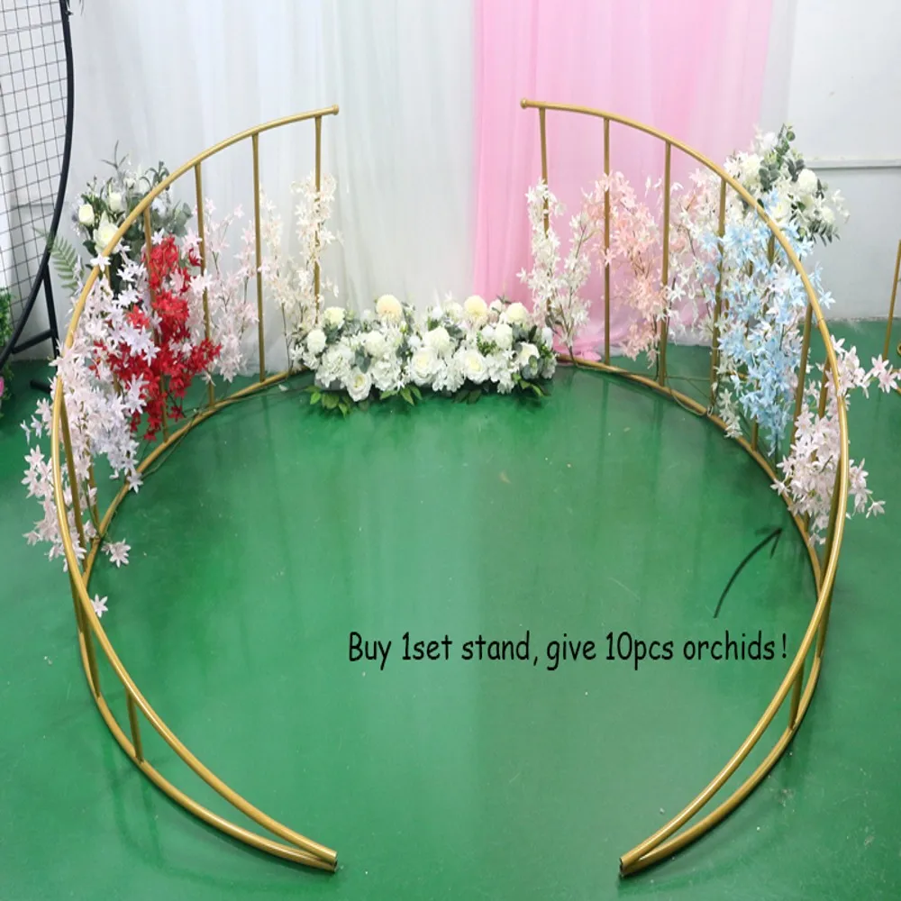 New Iron Curved Fence Wedding Stage Center Position Decoration Wrought Iron Fence Party Road lead Flower Decoration