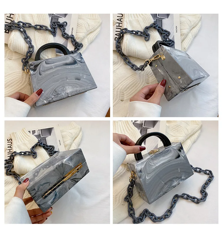 Acrylic Box Chain Shoulder Bag for Women Fashion Designer Purses and Handbags Party Clutch Evening Bag Female Crossbody Bag 2021