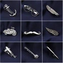 High Quality Tie Clips Men's Daily Accessories Chrome Stainless Glasses Pen Key Car Guitar Shape Business Corbata Arrow Clasp