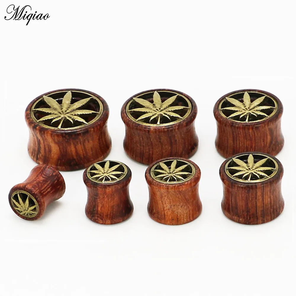 Miqiao 2pcs Hollow Wood Ear plugs Piercing Body Jewelry Flesh Tunnels Saddle Ear Gauges Expander 8-20mm