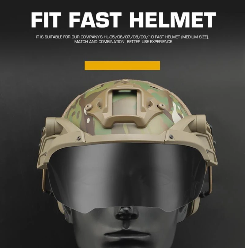 Tactical Helmet Flip Goggles Hunting Outer Suspension Helmet Windproof Waterproof Eye Protective Goggles Anti-frog Glasses