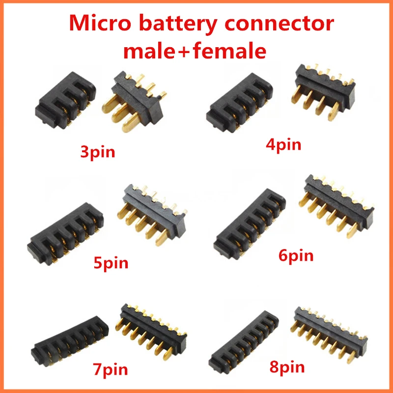 10pcs 3/4/5/6/7/8Pin laptop battery connector female and The male connector good qulity