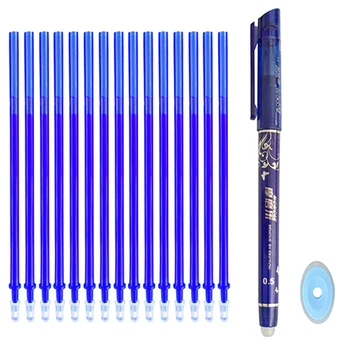 家庭用およびオフィス用の再利用可能な消しゴムペン,洗えるハンドル,ピース/セットmm,青,黒,緑のインク詰め替え,学校用,0.5