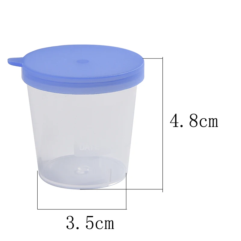 Vaso de plástico 40ML contenedor de orina taza para muestras botella de muestra caliente 10 Uds Vol moldeado graduación ML y Oz PP EO estéril tapa