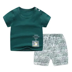 Conjunto de ropa de dos piezas para niños, kit de ropa infantil de dos piezas con camiseta y pantalones cortos