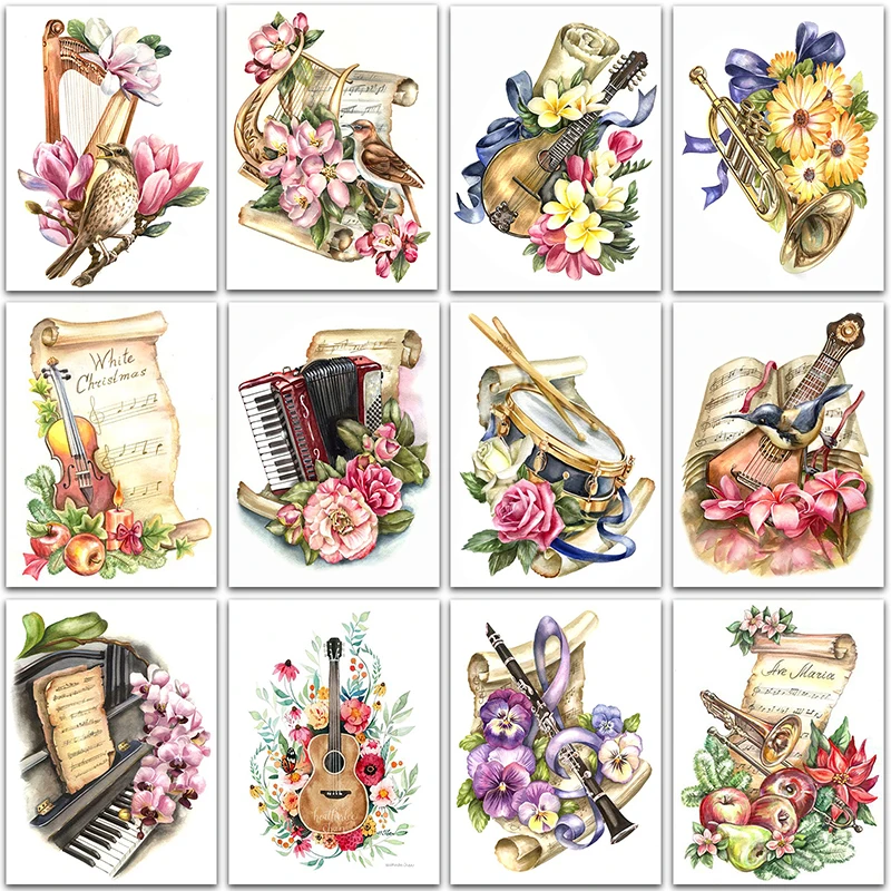 5D DIY Diamond Painting Kit Cartoon flower guitar piano Full Square&Round Diamond mosaic Diamond embroidery Cross stitch Paint