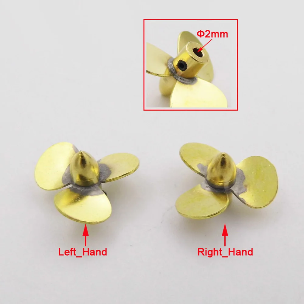 1PC 12mm 14mm 16mm 23mm Kupfer Propeller 3-Blatt Mini Prop Links Rechts Hand für 2mm Welle RC Boot Skala Marine U-Boot