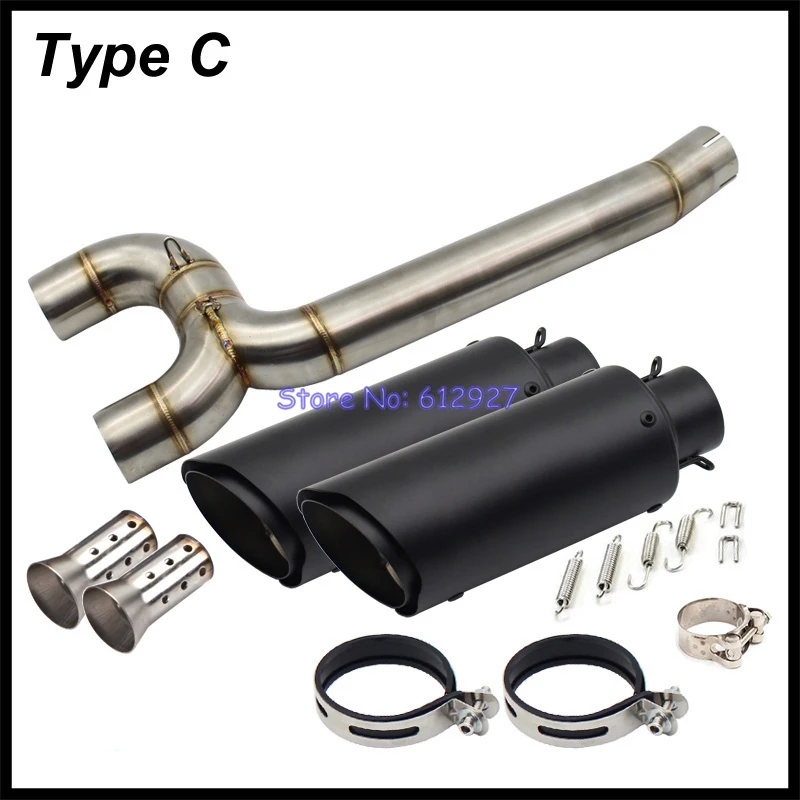 FZ6N FZ6S FZ6 Motorcycle Exhaust System Slip On Middle Pipe Link Tube with 2PCS Exhaust Muffler Tailpipe FZ-6N FZ-6S FZ-6