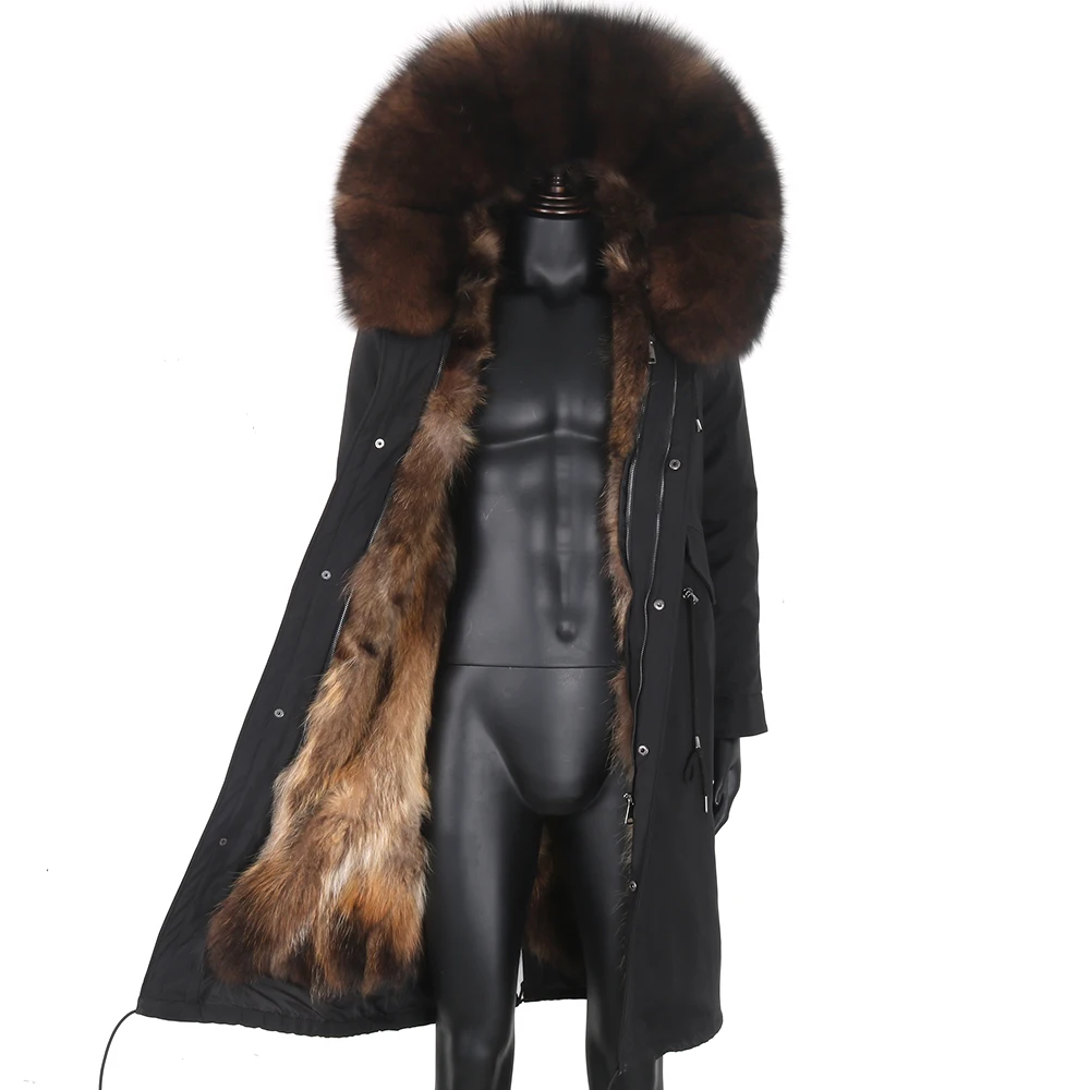 7XL Waterproof X- Long Jacket Men Parkas Winter Man Raccoon Fur Collar Real Fox Fur Coat Fox Fur Lined High Street Men Jacket