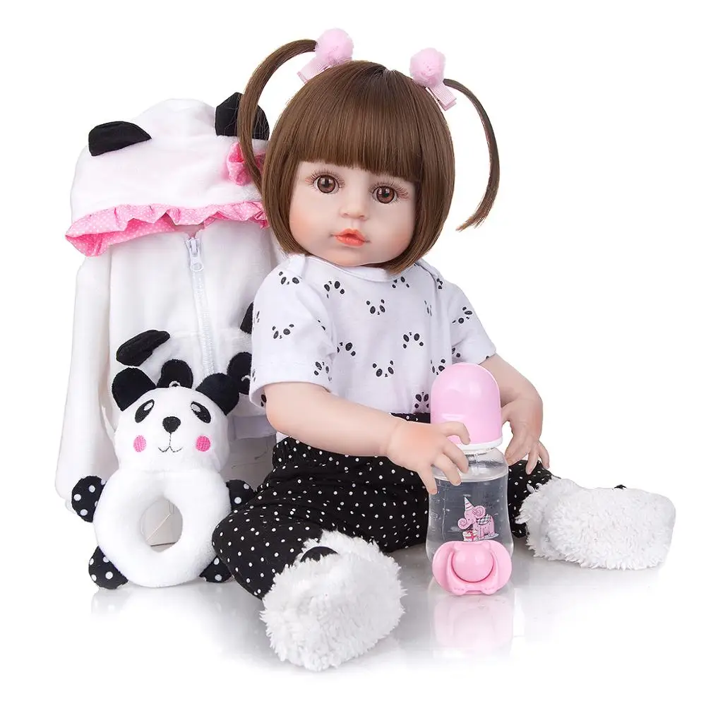 KEIUMI 19 Inch Bebe Reborn Menina Full Silicone Body Likelife Beautiful Panda Reborn Babies Doll For Children Birthday Gift