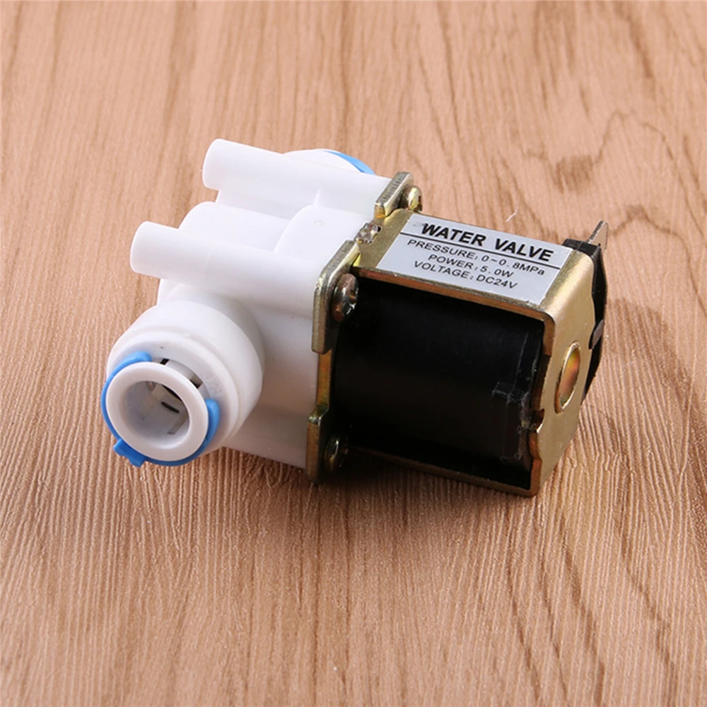 Válvula Solenoide de entrada de agua, purificador de agua de 24V, accesorios de ósmosis inversa RO, interruptor de válvula de montaje rápido, 3/8