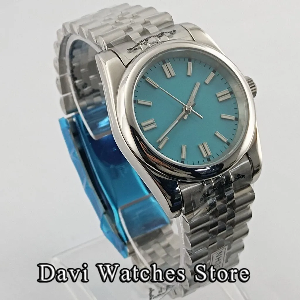 Bliger Sterile 36mm/39mm Sky Blue Dial Top Mens Watches Luminous Sapphire Glass NH35 Automatic Movement Male Wristwatch