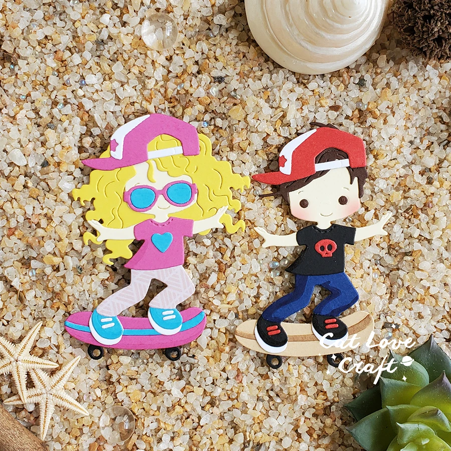 Catlove Skateboard Boy Girl Metal Cutting Dies Scrapbooking Stencil Die Cuts Card Making DIY Craft Embossing New Dies For 2021