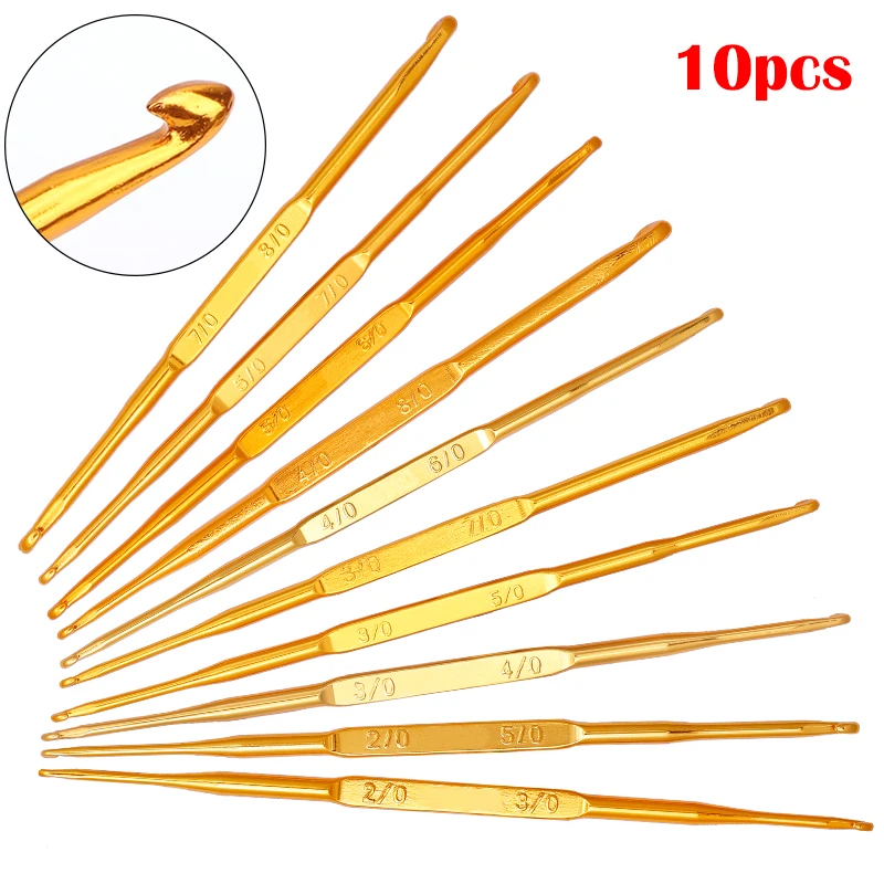 

LMDZ 10Pcs Double End Double Size Crochet Hook Knitting Needle Set Weave Craft Sweater Knitting Hooks Handle Craft Needles