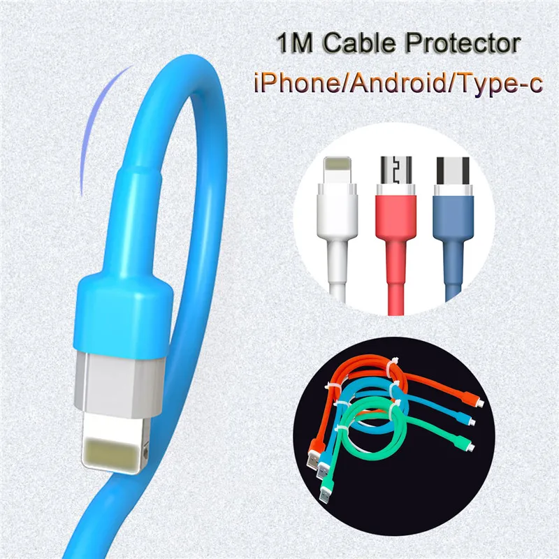 Kabel USB Protector typ c przewód drut organizator winder Saver rura termokurczliwa rękaw dla iPhone dla Samsung Android type-c kabel