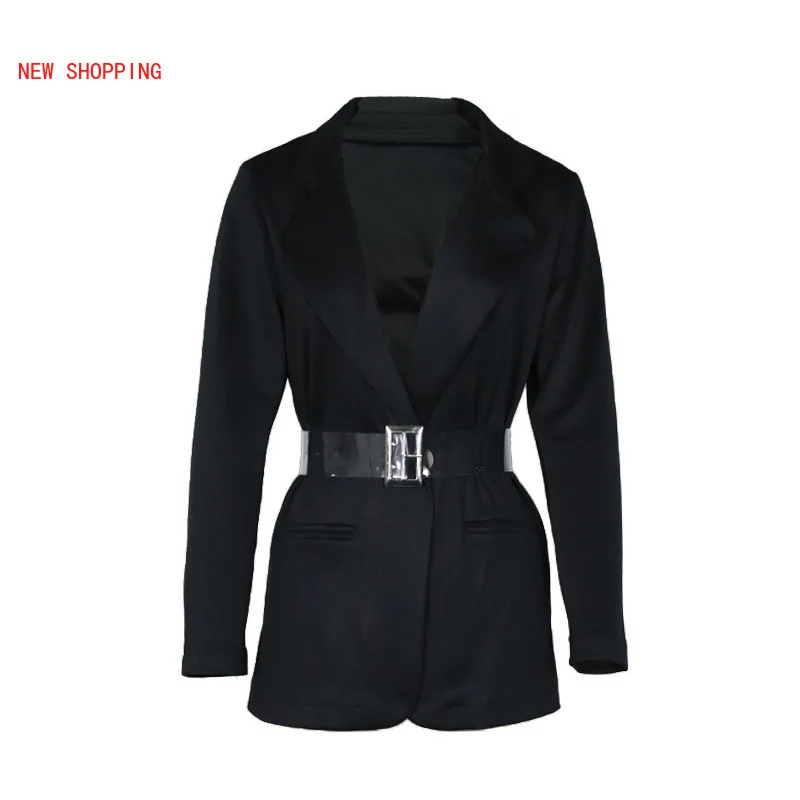Fashion Office Lady Blazer with Belt 2024 Autumn Casual Women Blazer Suits Long Sleeve Slim Fit Elegant Long Chic Jacket Outwear
